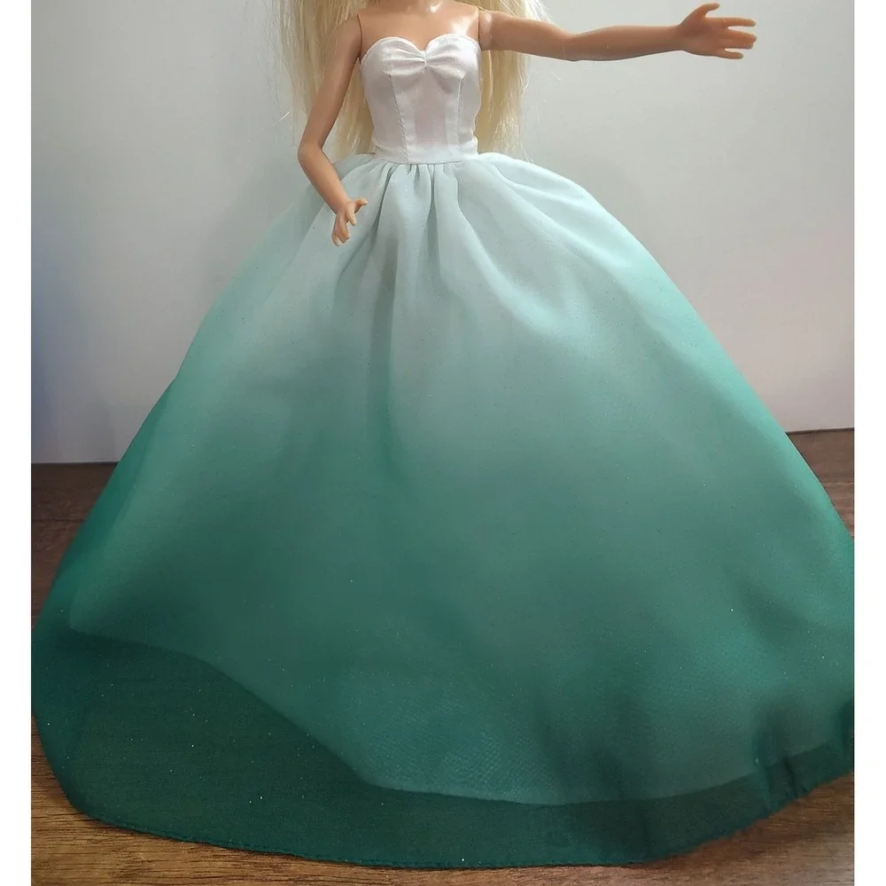 Barbie Doll Fashion Green Ombre Formal Ballroom Gown Dress A5